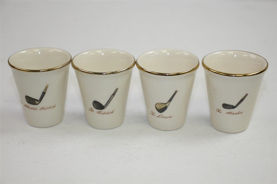 Set of Four (4) Pointers of London Porcelain Shot Glasses - Morris, Braid, Vardon, & Lady Golfer