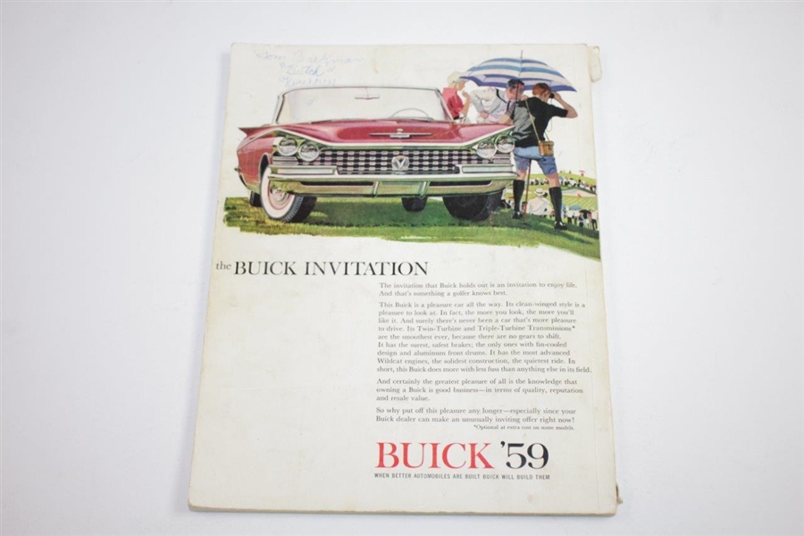 Arnold Palmer, Wall, Venturi, Goalby, Boros, & others Multi-Signed 1959 Buick Open Program JSA ALOA