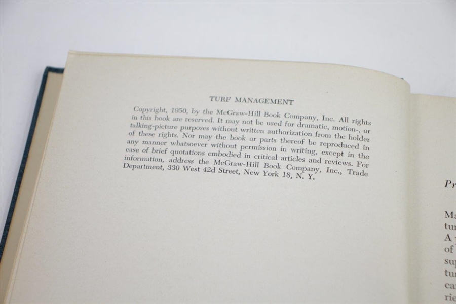 1950 'Turf Management' 1st Edition Book by Burton Musser