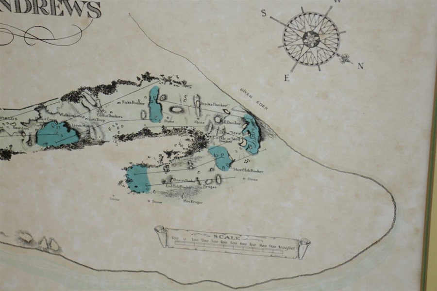 The Old Course at St. Andrews Map Surveyed & Depicted By Alister MacKenzie Print - Matted