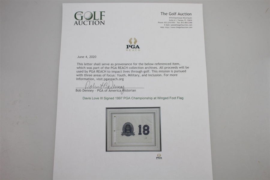Davis Love III Signed 1997 PGA Championship at Winged Foot Flag JSA ALOA