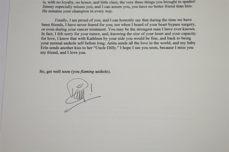 Ken Venturi's Personal Letter from David Feherty - Recovery Content JSA ALOA