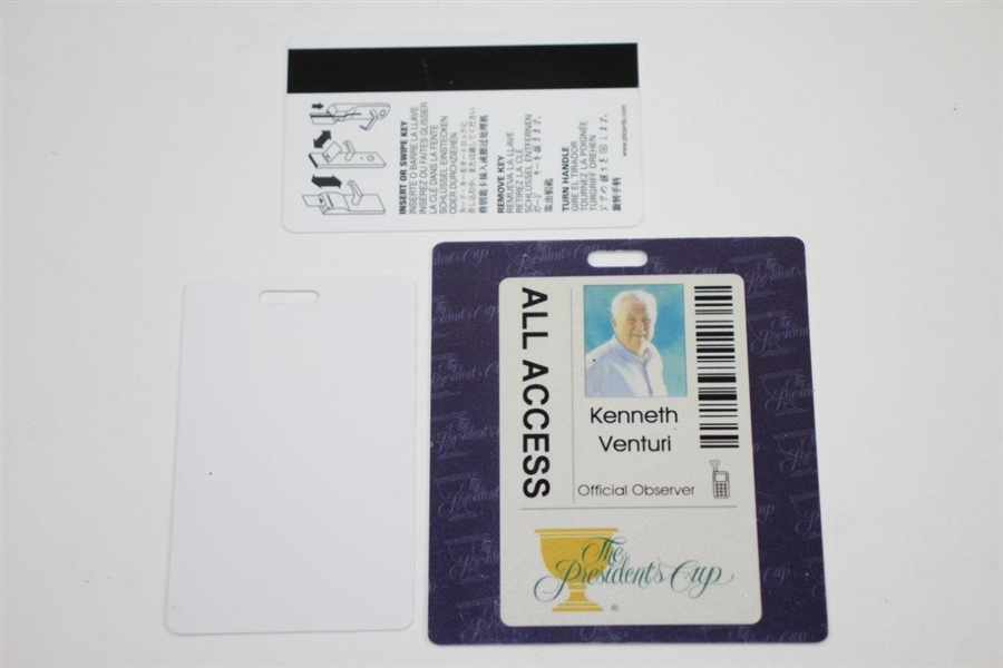 Ken Venturi's Personal 2005 & 2011 All Access Card for The President's Cup with Card