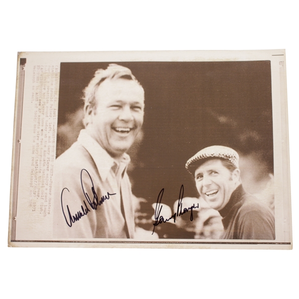 Arnold Palmer & Gary Player Signed 1971 Wire Photo JSA ALOA