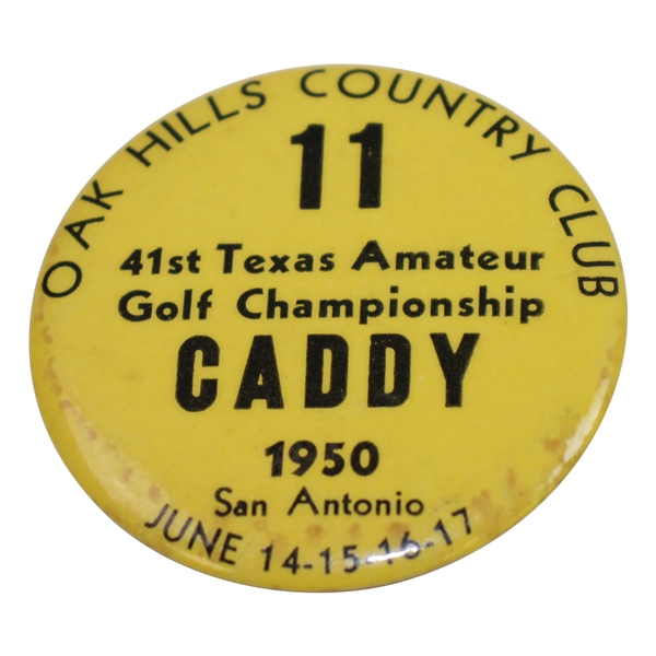 1950 Texas Amateur Golf Championship at Oak Hills CC Caddy Badge #11