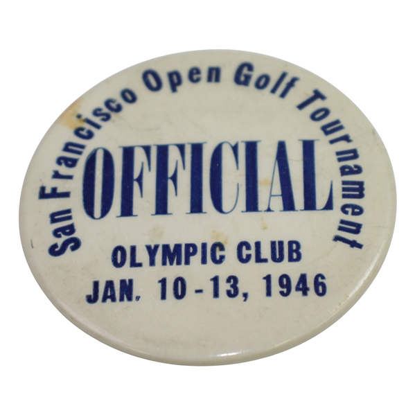 1946 San Francisco Open Golf Tournament at The Olympic Club Officials Badge