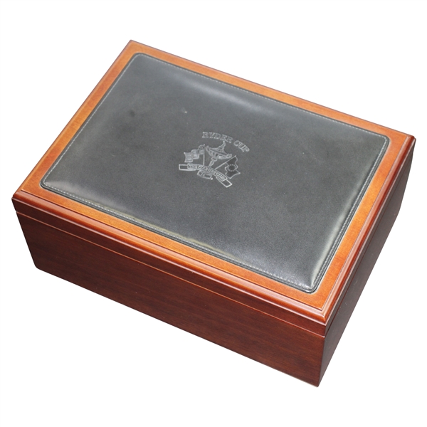1999 Ryder Cup at Brookline Stuart Kern Wood with Leather Ltd Humidor - Excellent Condition