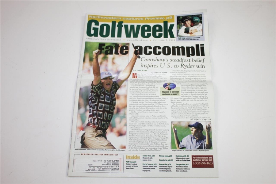 1999 Ryder Cup at Brookline Program, Ticket Set (x3), Spec Guide (x4), Comm Guide, SI, Golf World, & more