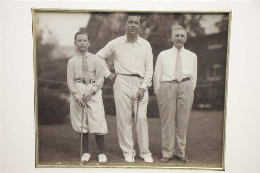 Circa 1920's Walter Hagen Family Portrait On Course - George Pietzcker Original Photo - Hagen with Father & Son