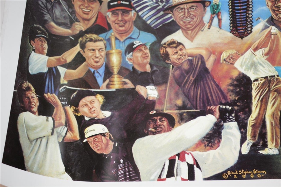Arnold Palmer Signed 2000 Legends of Golf & Payne Stewart Collage Poster by Simon JSA ALOA