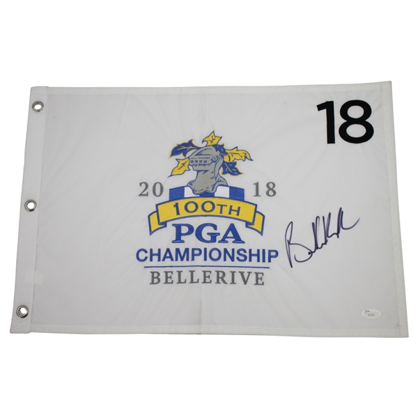 Brooks Koepka Signed 2018 PGA Championship at Bellerive Embroidered Flag JSA FULL #Z93947
