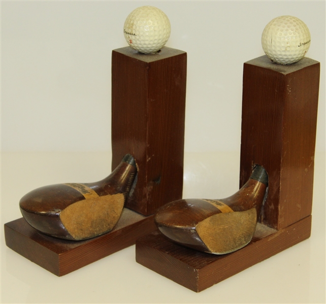 Classic Wright & Ditson Club Head Bookends with Golf Balls