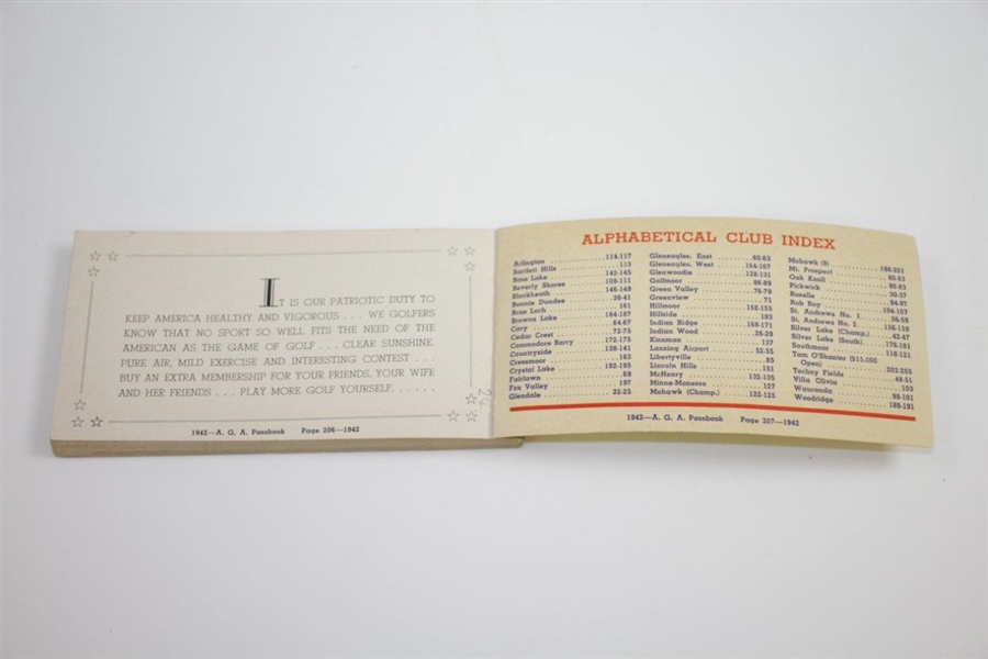 1942 Associated Golfers of America Membership Passbook - Chicago Courses Info - Seldom Seen