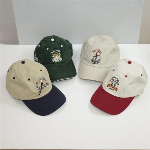 2001 Southern Hills, 2003 Olympia Field, 2009 Bethpage Black, & 2016 Oakmont US Open Logo Hats