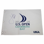 Jordan Spieth Signed 2015 US Open at Chambers Bay Embroidered Flag JSA FULL #Z26952
