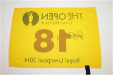 Rory McIlroy Signed 2014 The OPEN at Royal Liverpool Yellow Screen Flag JSA FULL #Z70882