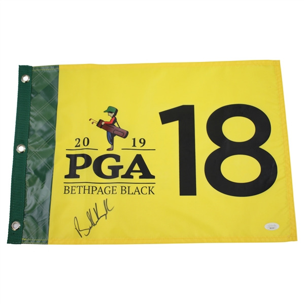 Brooks Koepka Signed 2019 PGA Championship at Bethpage Black Screen Flag JSA FULL #BB15347