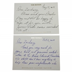Tom Watson Signed Undated Masters Flag with '77 81' & Two Handwritten Notes JSA ALOA