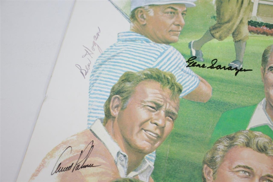 Hogan, Palmer, Snead, Nicklaus, Sarazen, Player, Burke, & Aaron Signed 'Great Masters Champs' Matted Poster JSA ALOA