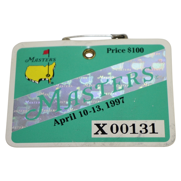 1997 Masters Tournament Series Badge #X00131 - Tiger Woods First Green Jacket
