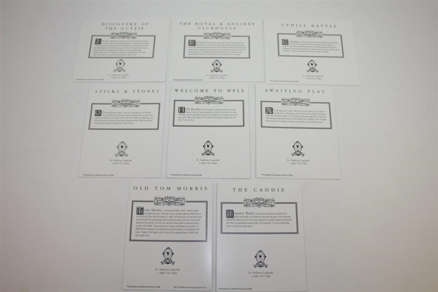 Eight (8) St. Andrews Legends 'Golf, and in the beginning' Photocards in Original Holder