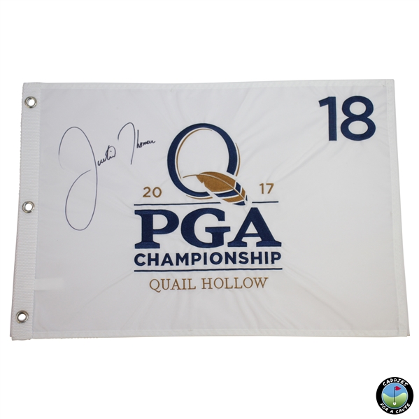 Justin Thomas Signed 2017 PGA Championship at Quail Hollow Flag - Huge Signature! JSA ALOA