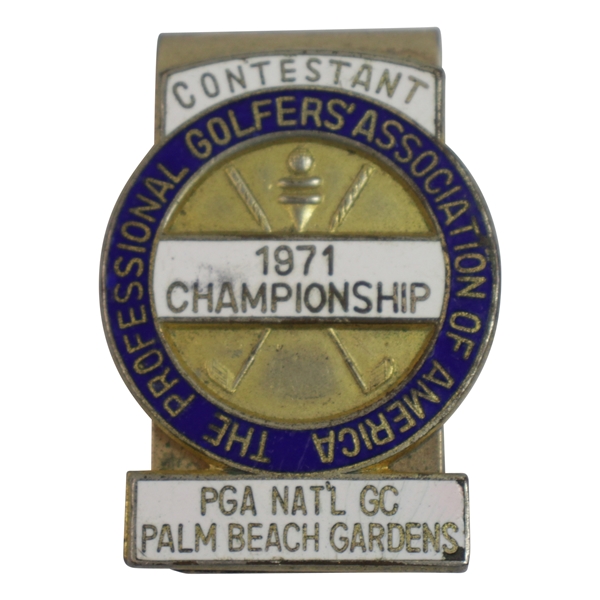 1971 PGA Championship at PGA National GC Contestant Badge/Clip - Jack Nicklaus Winner