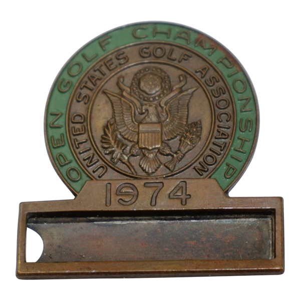 Bobby Mitchell's 1974 US Open at Winged Foot GC Contestant Badge - Hale Irwin Winner