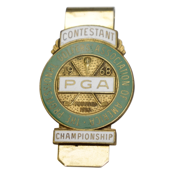 Bobby Mitchell's 1968 PGA Championship at Pecan Valley CC Contestant Badge/Clip - Julius Boros Winner