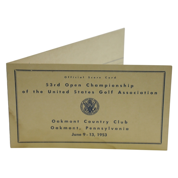 1953 US Open at Oakmont Country Club Official Scorecard - Ben Hogan Winner