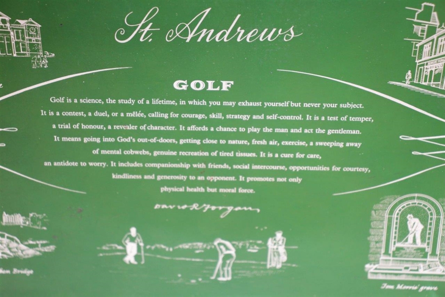 Classic Spalding St. Andrews Golf Tray with Clubhouse, Bridge, Tom Morris Grave, & Forgan's Shop 