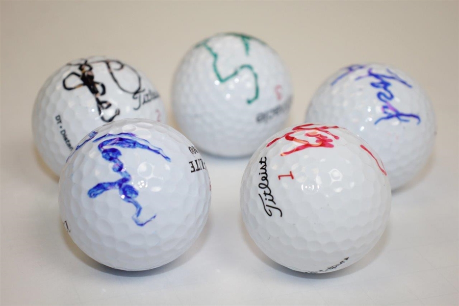 Ford, Player, Langer, Zoeller, & Crenshaw Signed Golf Balls JSA ALOA