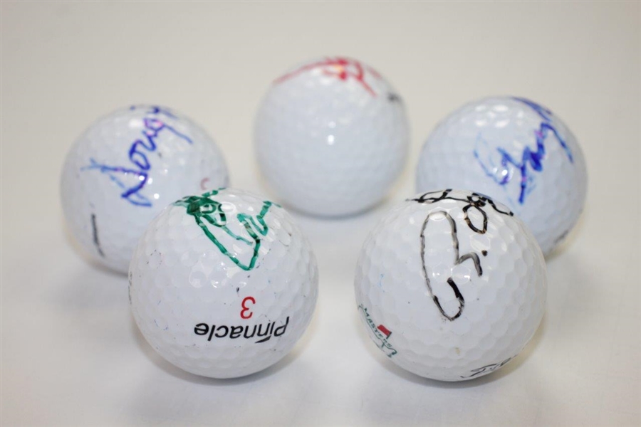 Ford, Player, Langer, Zoeller, & Crenshaw Signed Golf Balls JSA ALOA