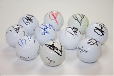 Ten (10) Signed Golf Balls - Price, Couples, Toms, Daly, & others JSA ALOA