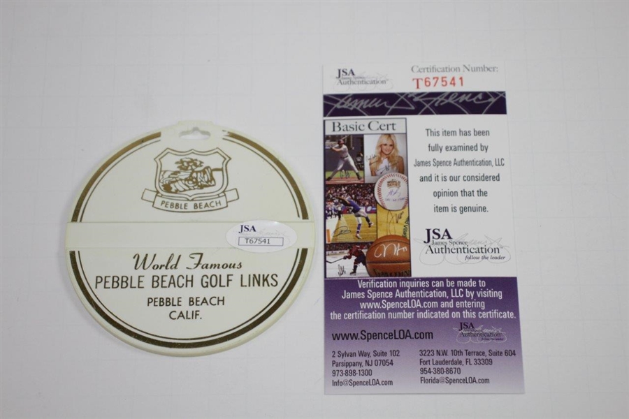 Jack Nicklaus Signed Pebble Beach Golf Links Plastic Bag Tag JSA #T67541