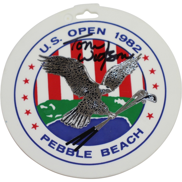 Tom Watson Signed 1982 US Open at Pebble Beach Golf Links Bag Tag JSA #CC83344