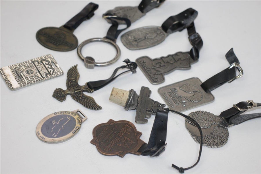 Twelve(12) Various Decorative Metal Course Bag Tags - Troon North, Desert Mtn., & other