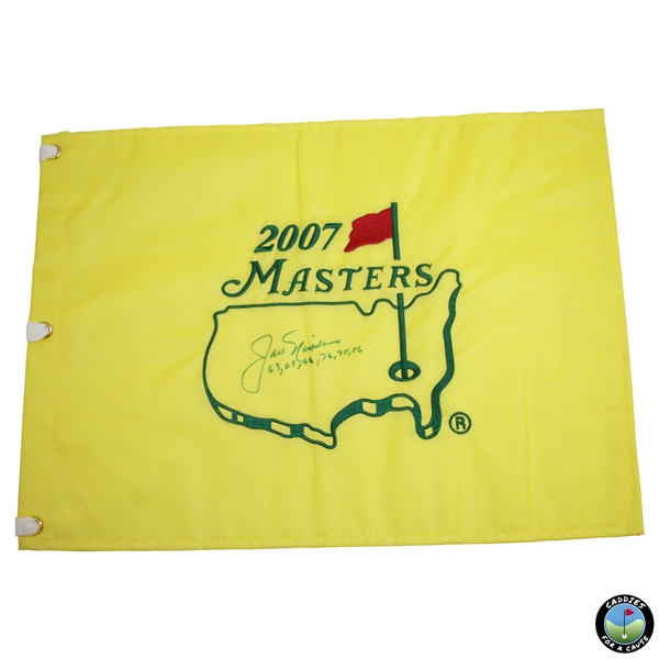 Jack Nicklaus Signed 2007 Masters Embroidered Flag with Years Won Notation JSA ALOA