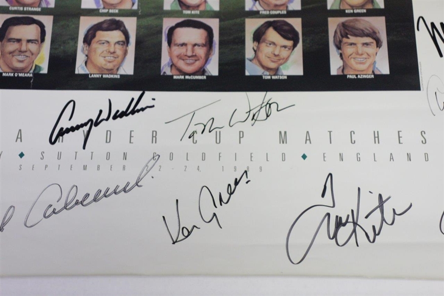 1989 US Ryder Cup at The Belfry Team Signed Poster Including Payne Stewart JSA ALOA