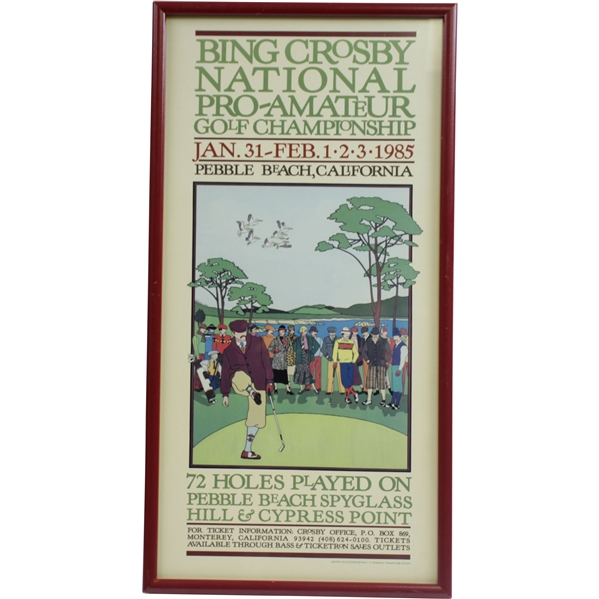 1985 Bing Crosby National Pro-Am Golf Championship Information Poster - Framed