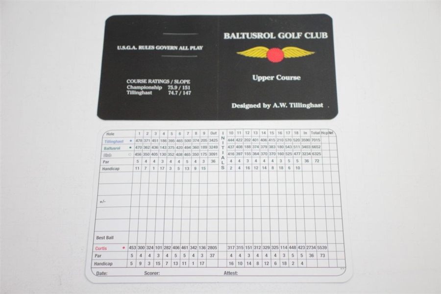 Two Phil Mickelson Signed Baltusrol Golf Club Scorecards - Upper & Lower Course JSA ALOA