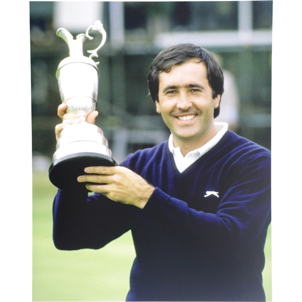 Seve Ballesteros Color 16x20 Matted Photo Holding Claret Jug in Blue Sweater