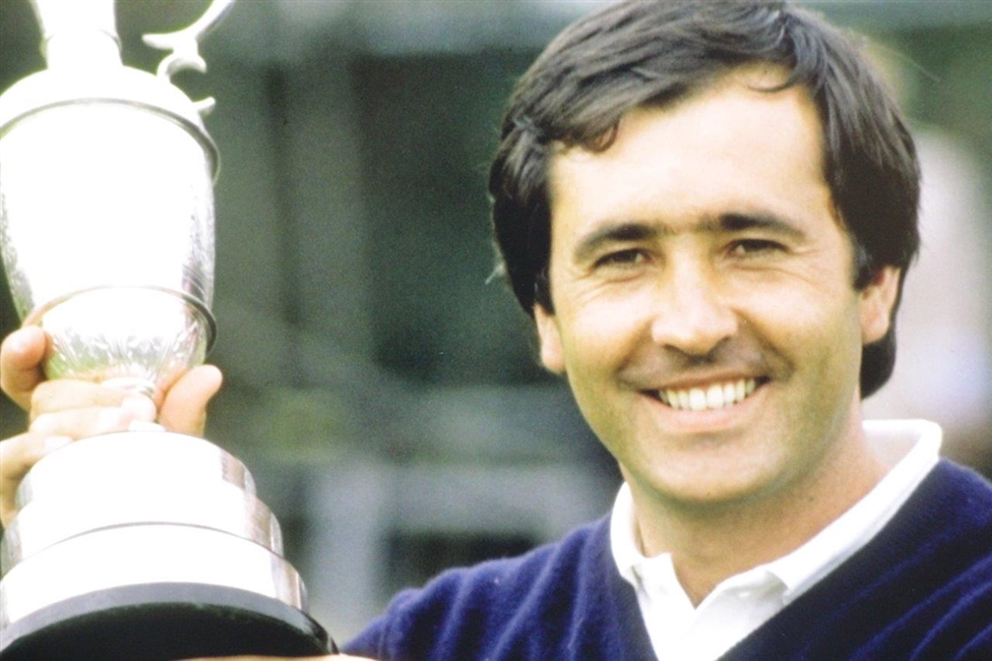 Seve Ballesteros Color 16x20 Matted Photo Holding Claret Jug in Blue Sweater