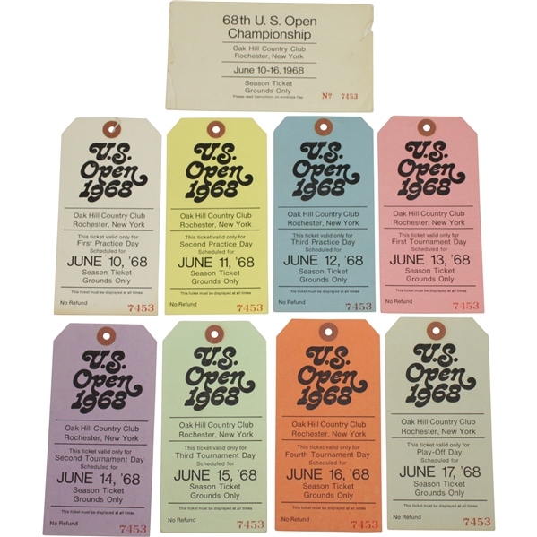 Full 1968 US Open at Oak Hill Country Club Ticket Set