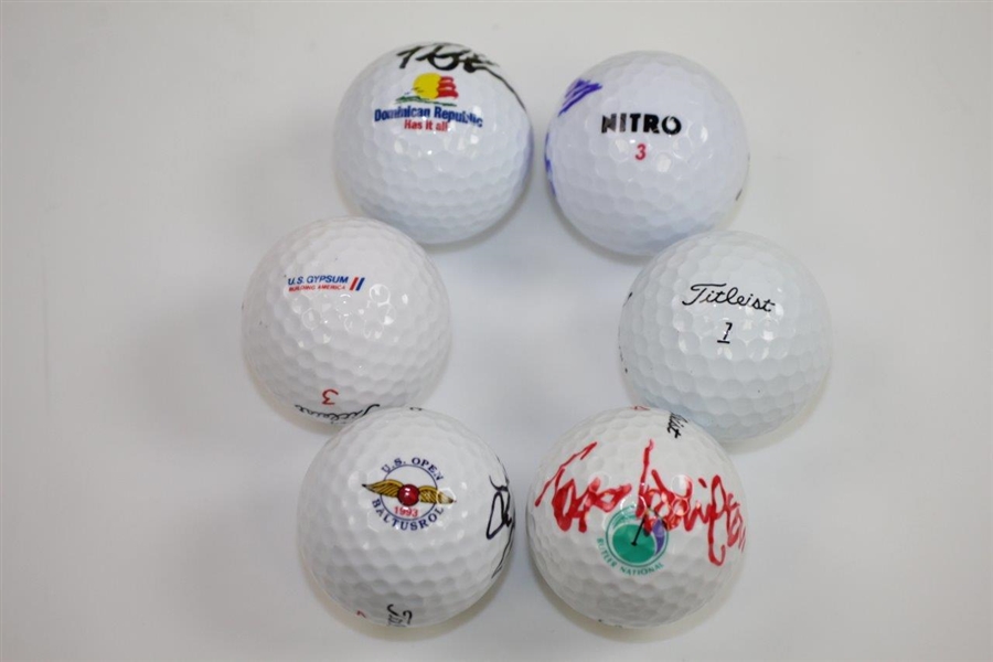 Craig Stadler, Todd Hamilton, Tom Lehman, Lee Janzen, Corey Pavin, & Mark O'Meara Signed Golf Balls JSA ALOA