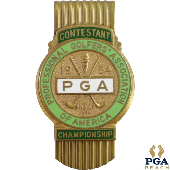1954 PGA Championship at Keller GC Contestant Badge/Clip - Chick Harbert Winner