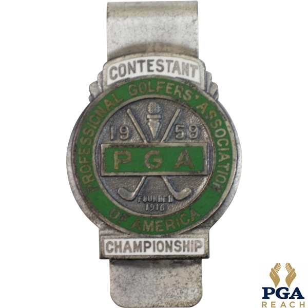 1959 PGA Championship at Minneapolis GC Contestant Badge/Clip - Bob Rosburg Winner