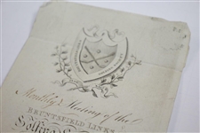 1812 Bruntsfield Links Golfing Society Monthly Meeting Invitation Pamphlet - Mr. Adam Longmore