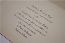 1929-1930 Medinah Country Club Invitation to Fourth New Year's Eve Party at The Club House