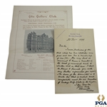 1899 Golfers Club Whitehall Court S.W. Handwritten Invitation to Join with Application